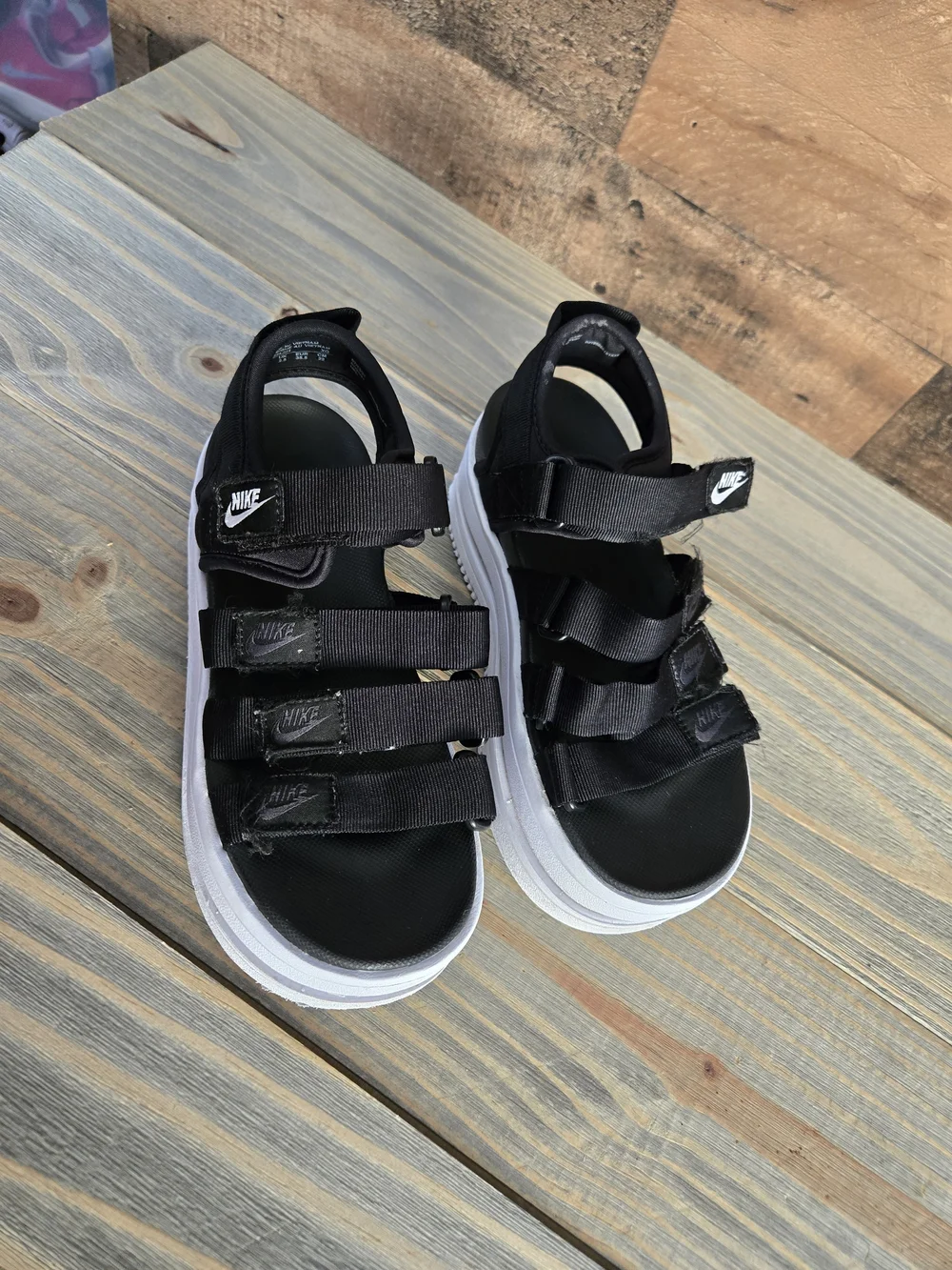 Nike Icon Classic Sandals Platform Slides Shoes DH0224 Black Wmn Sz 5 Youth 3.5Y